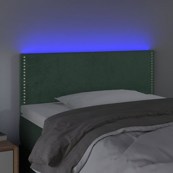vidaXL Zaglowek do lozka z LED, ciemnozielony, 100x5x78/88 cm, aksamit