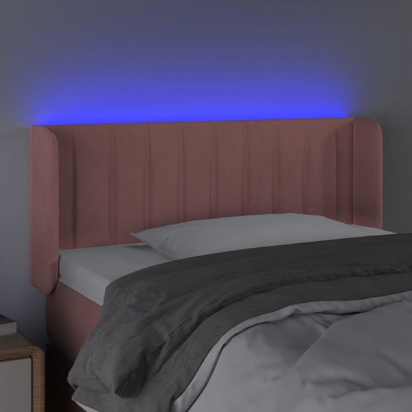 vidaXL Κεφαλάρι κρεβατιού με LED, ροζ, 103x16x78/88 εκ, βελούδο