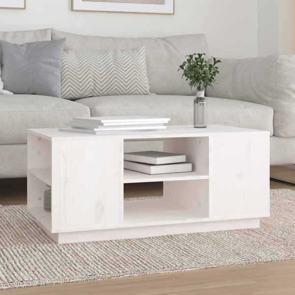 vidaXL Τραπεζάκι Καφέ Λευκό 90x49x40,5 cm από Μασίφ Πεύκο