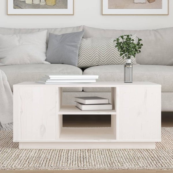 vidaXL Τραπεζάκι Καφέ Λευκό 90x49x40,5 cm από Μασίφ Πεύκο