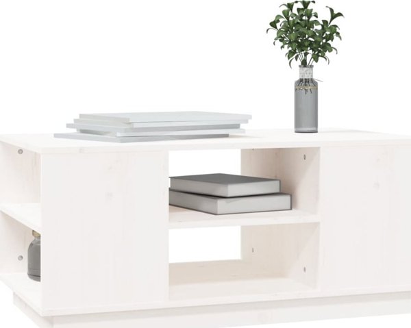 vidaXL Τραπεζάκι Καφέ Λευκό 90x49x40,5 cm από Μασίφ Πεύκο