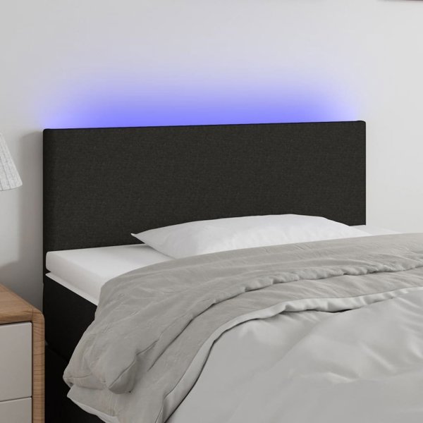 vidaXL Κεφαλάρι κρεβατιού με φωτισμό LED, μαύρο, 90x5x78/88 εκ., ύφασμα