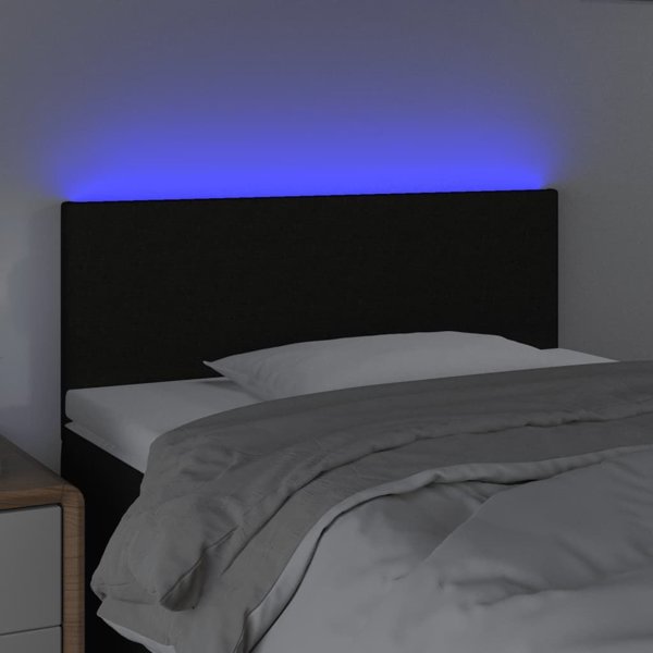 vidaXL Κεφαλάρι κρεβατιού με φωτισμό LED, μαύρο, 90x5x78/88 εκ., ύφασμα