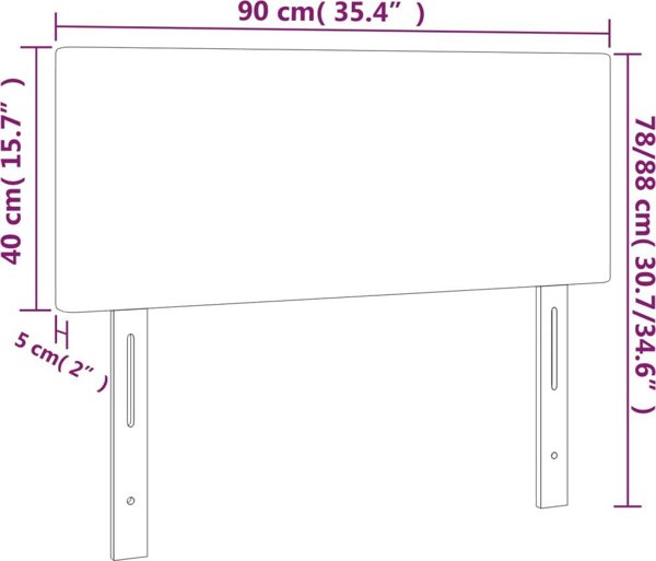 vidaXL Κεφαλάρι κρεβατιού με φωτισμό LED, μαύρο, 90x5x78/88 εκ., ύφασμα