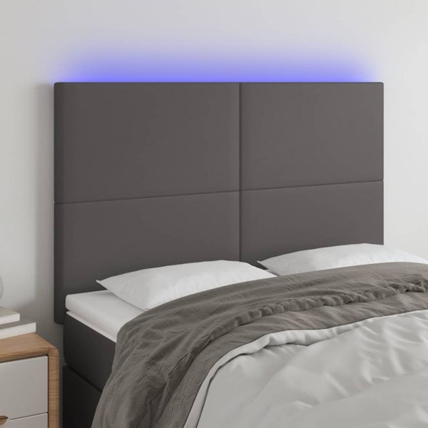 vidaXL Κεφαλάρι κρεβατιού γκρι 144x5x118/128 εκ. από τεχνητό δέρμα
