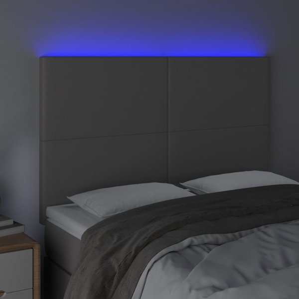 vidaXL Κεφαλάρι κρεβατιού γκρι 144x5x118/128 εκ. από τεχνητό δέρμα