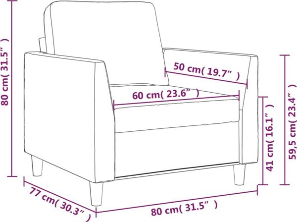 vidaXL Fotel szary 60 cm obity sztuczna skora