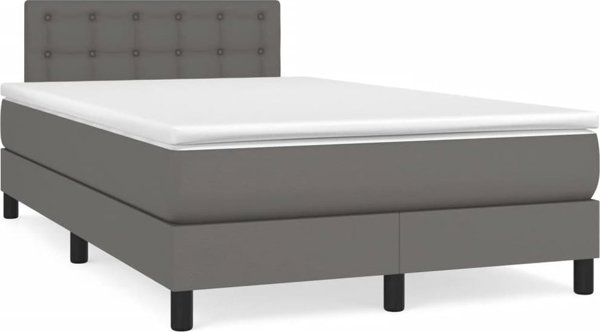 vidaXL Logko kontynentalne z materacem, szare, ekoskora 120x200 cm