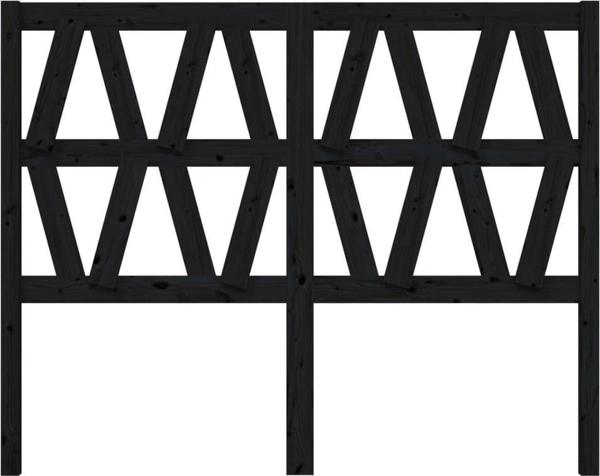 Κεφαλάρι κρεβατιού vidaXL, μαύρο, 166x4x100 cm, μασίφ ξύλο πεύκου