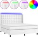 vidaXL Kρεβάτι κοντινεντάλ με στρώμα και LED, λευκή δερματίνη 180x200cm