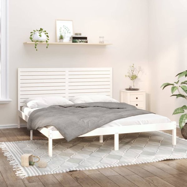 vidaXL Κρεβατοκάμαρα 200x200 cm, λευκό, μασίφ ξύλο