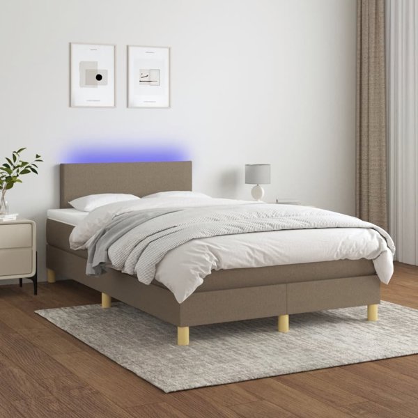vidaXL Lecho kontynentalne z materacem taupe 120x200 cm tkanina