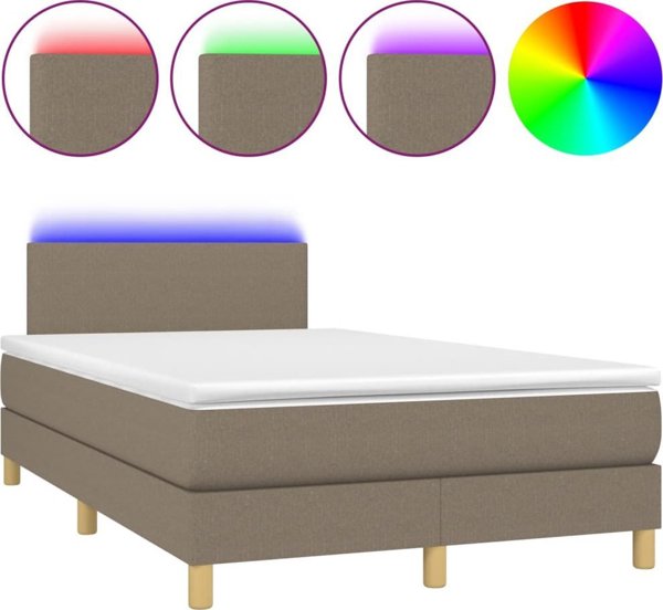 vidaXL Lecho kontynentalne z materacem taupe 120x200 cm tkanina