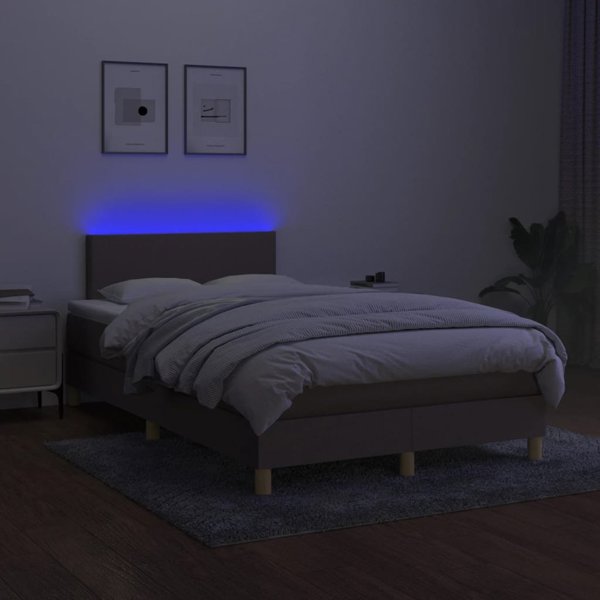 vidaXL Lecho kontynentalne z materacem taupe 120x200 cm tkanina