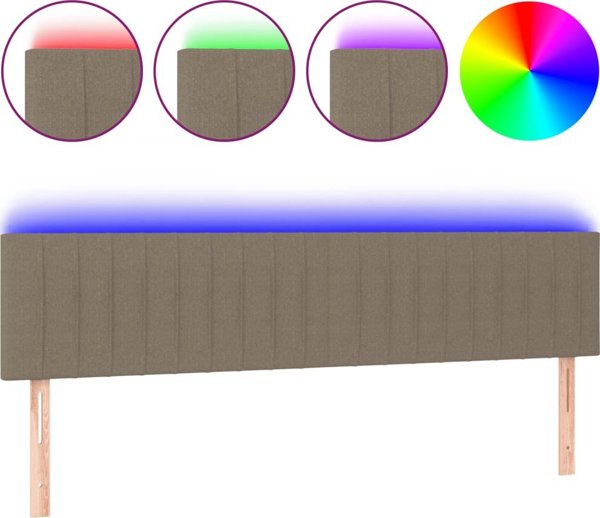 vidaXL Κεφαλάρι κρεβατιού με LED, ταουπέ, 160x5x78/88 cm, ύφασμα