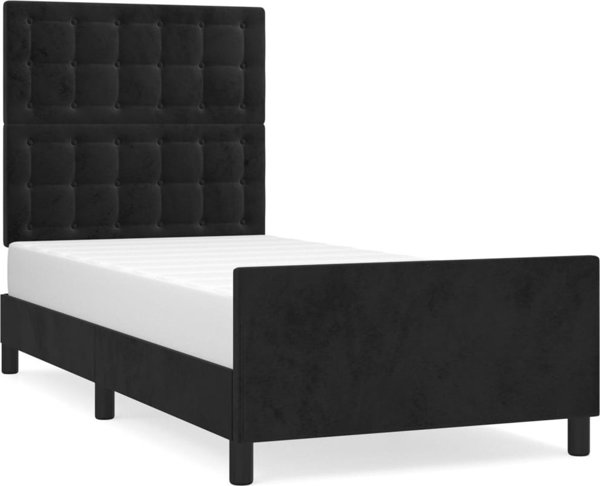 vidaXL Rama κρεβατιού με κεφαλάρι, μαύρο, 80x200 cm, βελούδινο