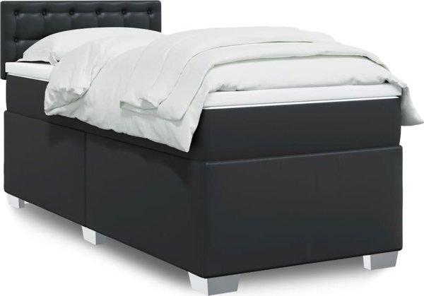 vidaXL Lozko kontynentalne z materacem czarne 90x190 cm