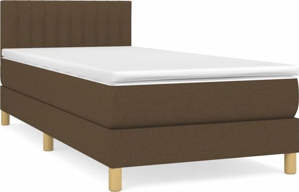 vidaXL Κρεβάτι Kontynentalne με Στρώμα, Καφέ, Υφασμάτινο, 80x200cm