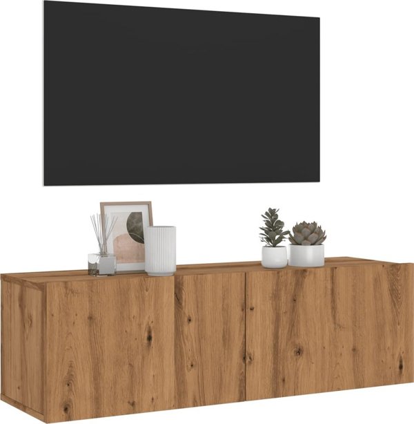 vidaXL Κρεμαστή μονάδα TV έπιπλο οξιά artisan 100x30x30 εκ.