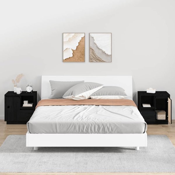 vidaXL vidaXL Szafki nocne, 2 szt., czarne, 50x34x50 cm, lite drewno sosnowe