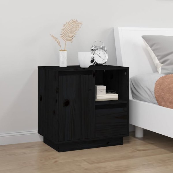 vidaXL vidaXL Szafki nocne, 2 szt., czarne, 50x34x50 cm, lite drewno sosnowe