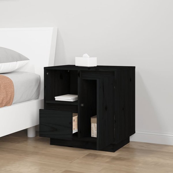 vidaXL vidaXL Szafki nocne, 2 szt., czarne, 50x34x50 cm, lite drewno sosnowe