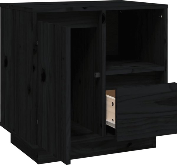 vidaXL vidaXL Szafki nocne, 2 szt., czarne, 50x34x50 cm, lite drewno sosnowe