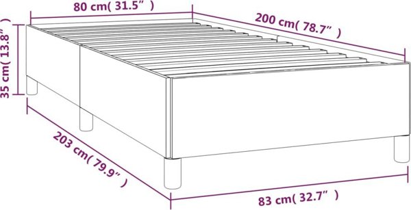 vidaXL Rama κρεβατιού, μαύρη, 80 x 200 cm, επενδυμένη με βελούδο