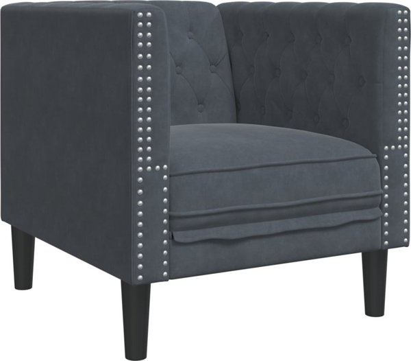 vidaXL Fotel Chesterfield, ciemnoszary, tapicerowany aksamitem