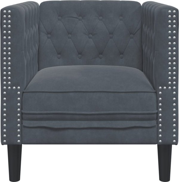 vidaXL Fotel Chesterfield, ciemnoszary, tapicerowany aksamitem