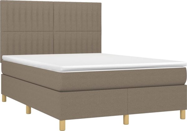 vidaXL Κρεβάτι κοντινεντάλ με στρώμα, taupe, 140x190 cm, ύφασμα