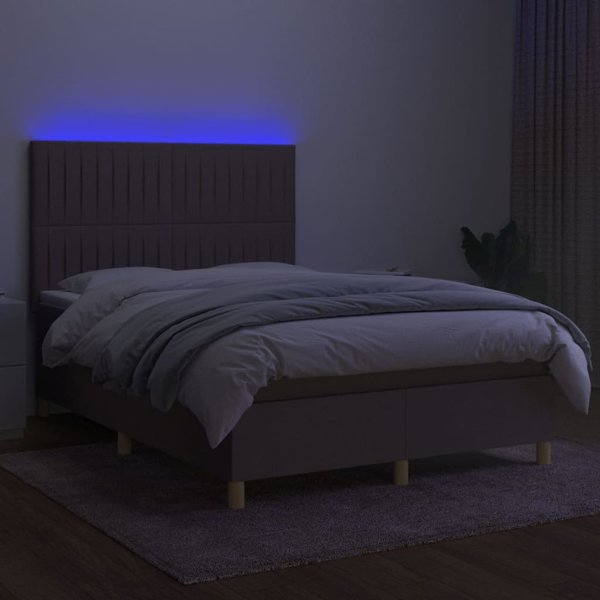 vidaXL Κρεβάτι κοντινεντάλ με στρώμα, taupe, 140x190 cm, ύφασμα