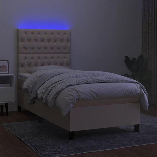 vidaXL Κρεβάτι continental με στρώμα, εκρού, 90x200 εκ, ύφασμα