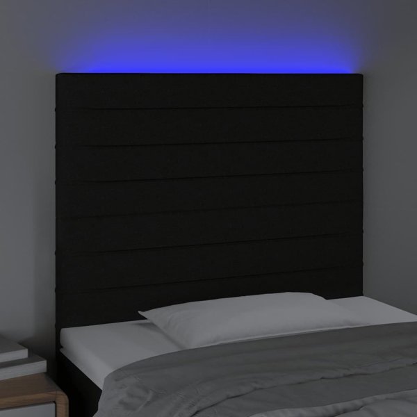 vidaXL Κεφαλάρι Κρεβατιού με LED, Μαύρο, 90x5x118/128 cm, Ύφασμα