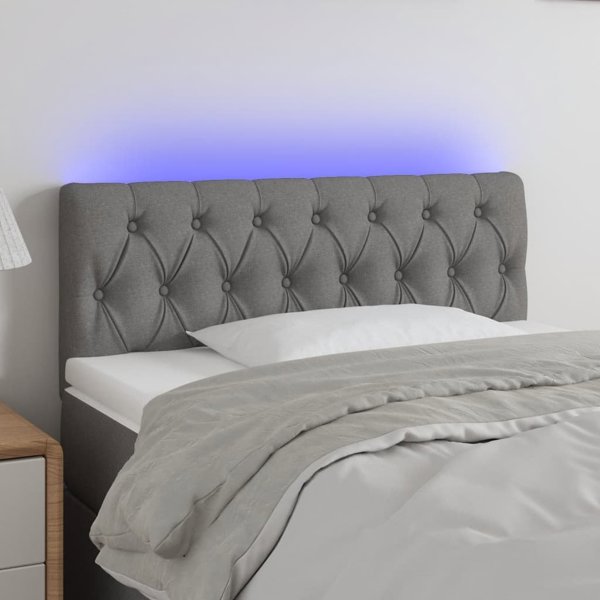 vidaXL Κεφαλάρι κρεβατιού με LED, Σκούρο Γκρι, 90x7x78/88 cm, Ύφασμα