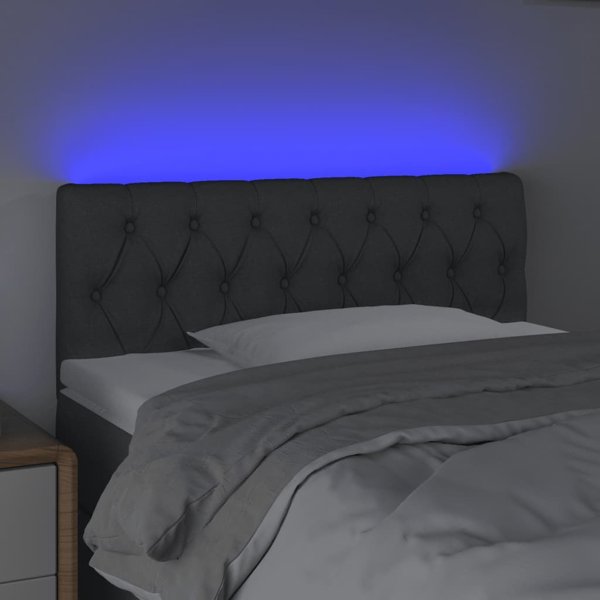 vidaXL Κεφαλάρι κρεβατιού με LED, Σκούρο Γκρι, 90x7x78/88 cm, Ύφασμα