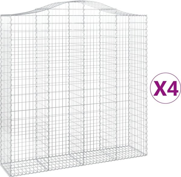 vidaXL Kosze gabionowe, 4 τεμ, 200x50x200/220 εκ, γαλβανισμένο σίδερο