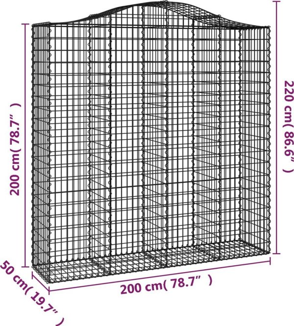 vidaXL Kosze gabionowe, 4 τεμ, 200x50x200/220 εκ, γαλβανισμένο σίδερο