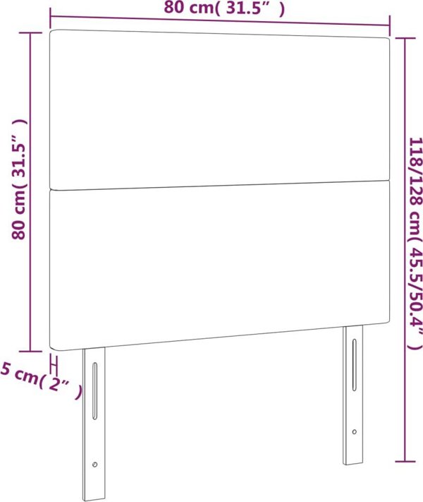 vidaXL Zaglowek do lozka z LED, czarny, 80x5x118/128 cm, tkanina