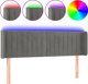 vidaXL Κεφαλάρι κρεβατιού με LED, ανοιχτό γκρι, 147x16x78/88 cm, βελούδο