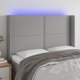 vidaXL Κεφαλάρι για κρεβάτι με LED, ανοιχτό γκρι, 147x16x118/128 cm, ύφασμα