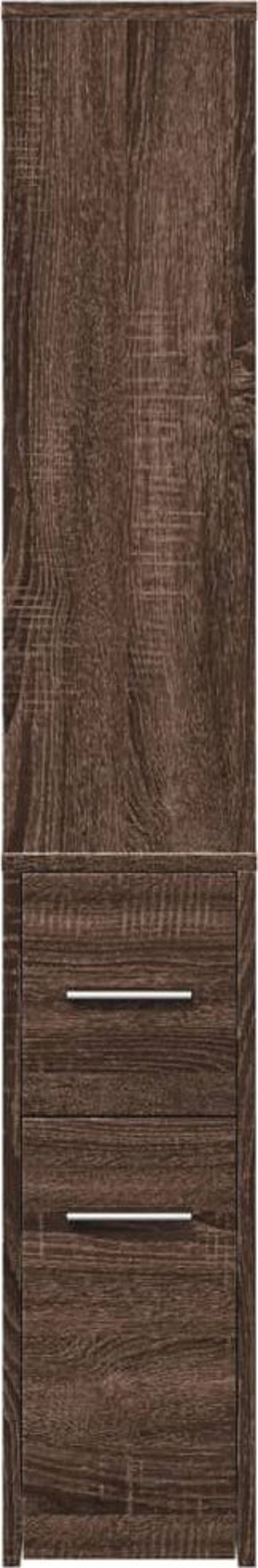 vidaXL Στενή Μπουφές Μπάνιου με Ρόδες, Καφέ Δρυς