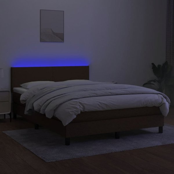 vidaXL Κοντινένταλ Κρεβάτι με στρώμα, καφέ, 140x190 cm, ύφασμα