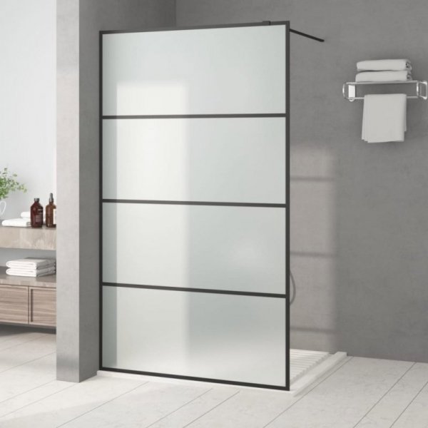 vidaXL Διαχωριστικό ντους, μαύρο, 115x195 cm, παγωμένο ESG γυαλί