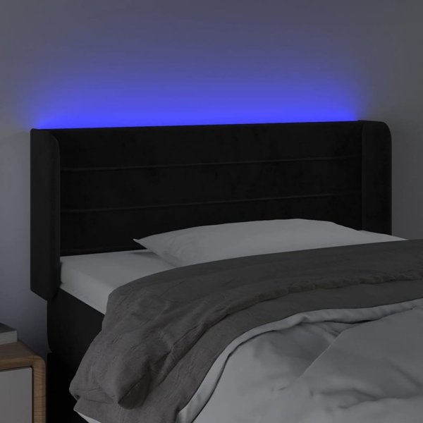 vidaXL Κεφαλάρι για κρεβάτι με LED, μαύρο, 103x16x78/88 cm, βελούδο