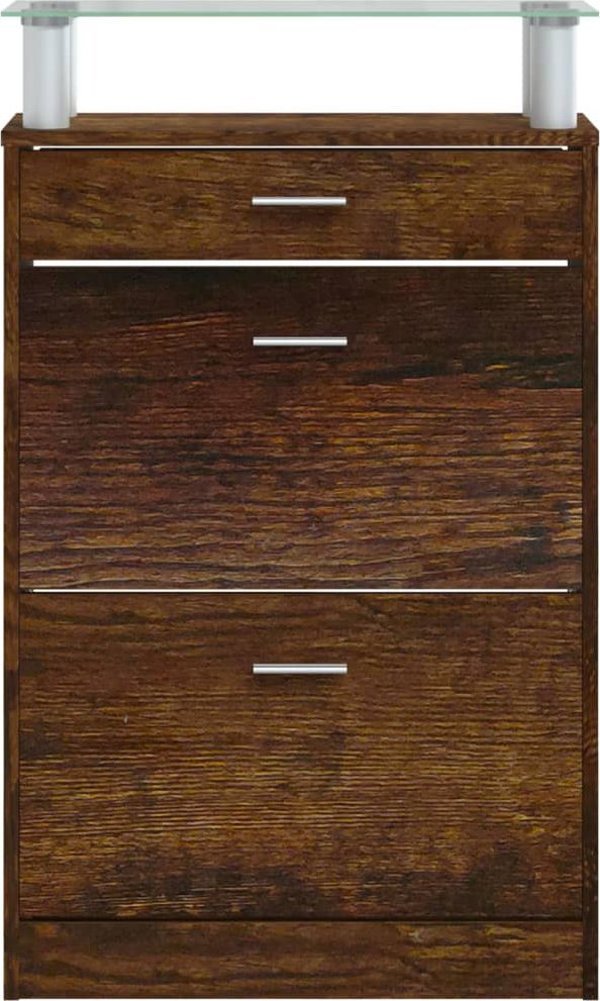 vidaXL Παπουτσοθήκη, Καπνιστή Δρυς, 63x24x104 cm