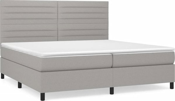 vidaXL Lozko kontynentalne z materacem jasnoszare 200x200 cm