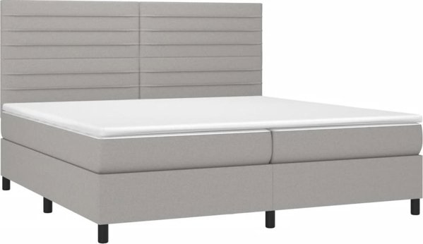 vidaXL Lozko kontynentalne z materacem jasnoszare 200x200 cm