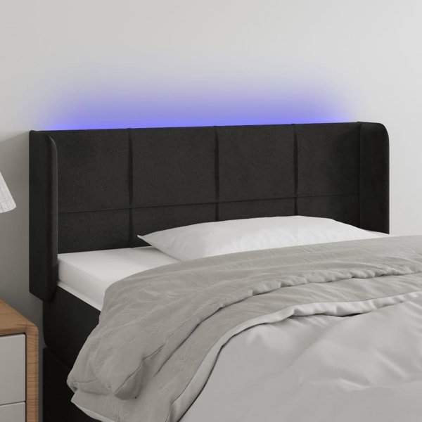 vidaXL Zaglowek do lozka z LED, czarny, 103x16x78/88 cm, aksamit