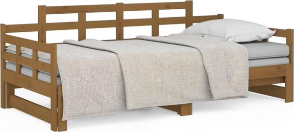 vidaXL Κρεβάτι συρόμενο, μέλι καφέ, πεύκο, 2x(90x190) εκ.